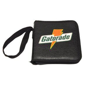 Vintage 1990s NBA Gatorade CD Holder Case 6 Sleeves Faux Leather Zip Up DVD Game